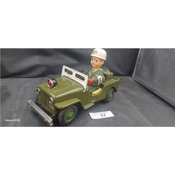 Vintage Japan tin Jeep 10"