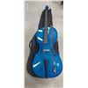 Image 1 : Vintage blue nun cello with case and bow, needs work, signed by nuns and missionaries