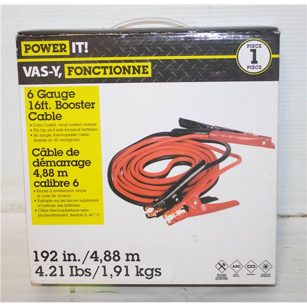 POWER IT! 6 GUAGE 16FT. BOOSTER CABLE