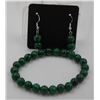 Image 1 : #73- GREEN MALACHITE STONE BRACELET 7.5  & EARRING
