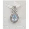 Image 1 : #121-BLUE TOPAZ & CZ PENDANT