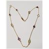 Image 1 : BZ1795-53 SILVER GEMSTONE GOLD PLATED 18" NECKLAC