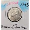 Image 1 : 7)  CANADIAN 1943h 25 CENT COIN, 80% SILVER, MINTE