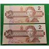 Image 2 : 10)  LOT OF 2 CANADIAN $2.00 BANKNOTES FROM 1986,