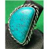 Image 1 : 14)  HALF MOON SHAPED NATURAL TURQUOISE RING SIZE