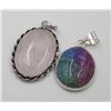 Image 1 : #250-NATURAL RAINBOW SOLAR QZ & ROSE QUARTZ PENDAN