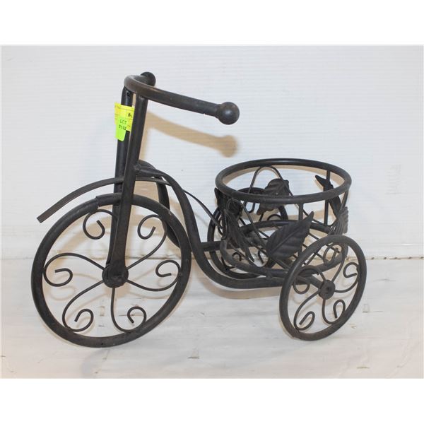 DECORATIVE METAL TRICYCLE PLANT HOLDER- 17" X 12"