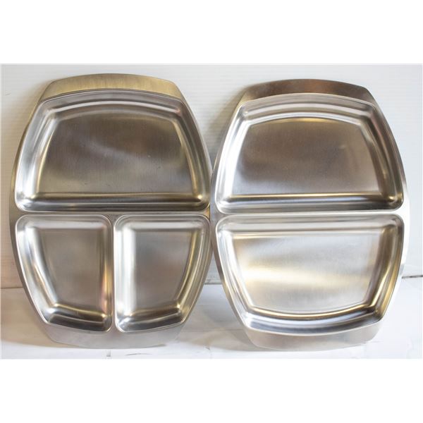 VINTAGE DANISH STAINLESS STEEL SERVING TRAYS