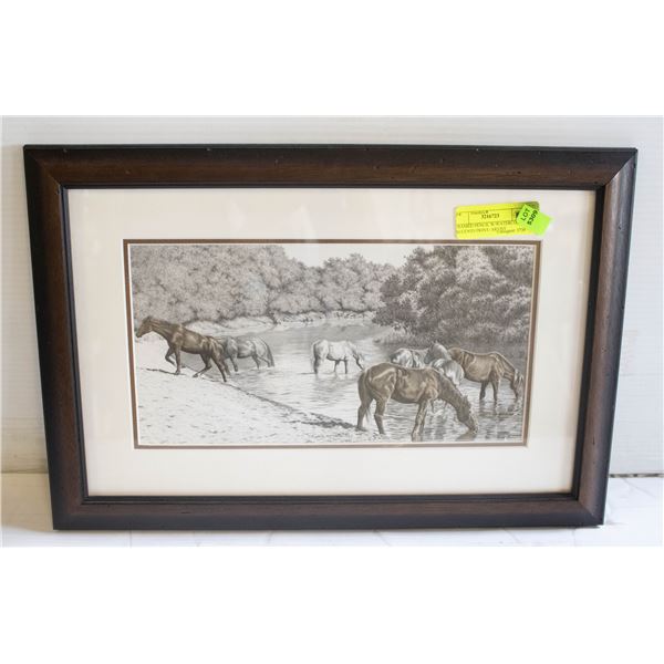 FRAMED PENCIL W/WATERCOLOR ACCENTS PRINT- ARTIST