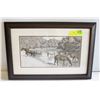 Image 1 : FRAMED PENCIL W/WATERCOLOR ACCENTS PRINT- ARTIST