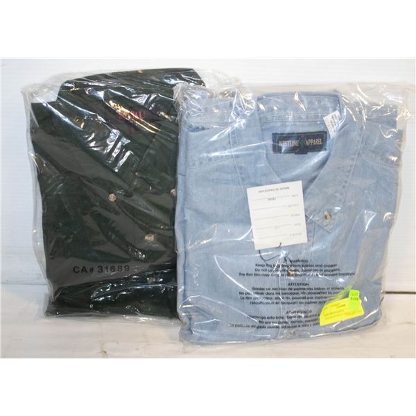 NEW MEN'S SHIRTS 1DENIM/1FOREST GREEN SIZE L