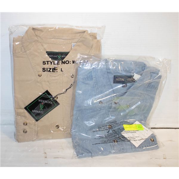 NEW MEN'S SHIRTS 1DENIM/1TAN SIZE L