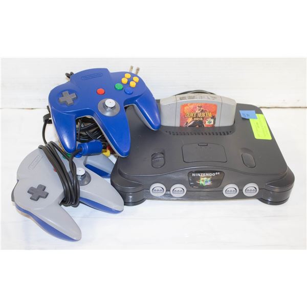 NINTENDO 64 WITH DUKE NUKEN 3D 2 CONTROLLERS