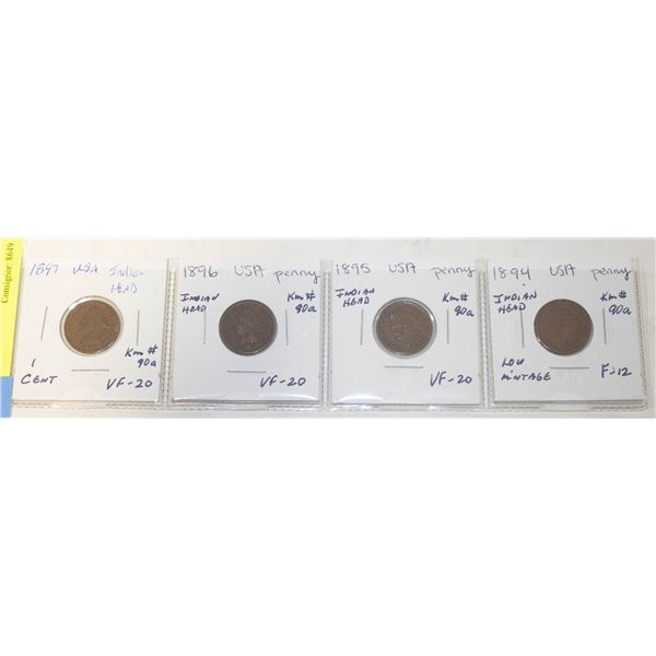 USA 1 CENT 1897-1894 VINTAGE COINS