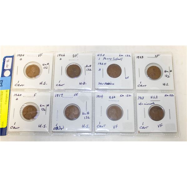 USA 1 CENT 1934-1913 VINTAGE COINS