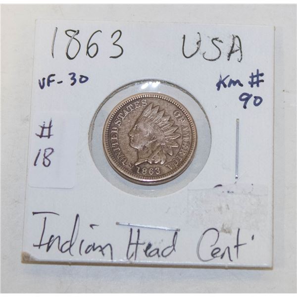 USA 1 CENT 1863 COIN
