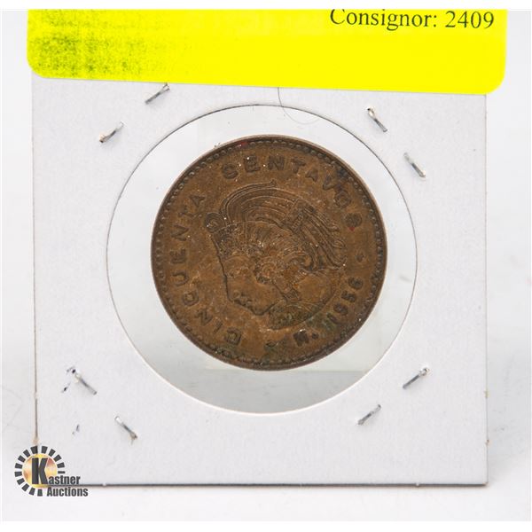 1956 MEXICAN 5 PESO COIN
