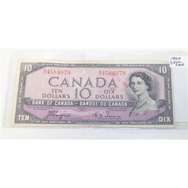 1954 ''DEVIL FACE'' TEN DOLLAR BILL