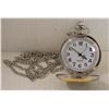 Image 2 : #61- BRAND NEW SILVER TONE POCKET WATCH WITH THE