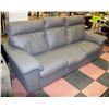 Image 1 : GREY LEATHER RECLINING SOFA W/ELECTRIC HEADRESTS