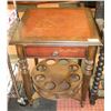 Image 1 : WOODEN TABLE WITH ROTATING WINE BOTTLE HOLDER