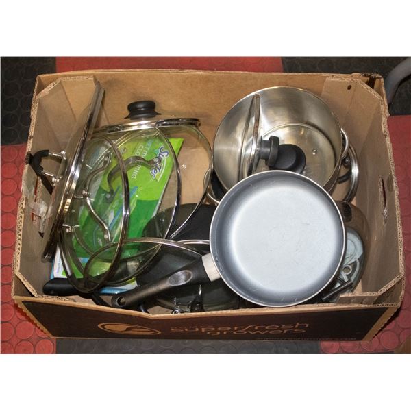 ASSORTED POTS WITH LIDS