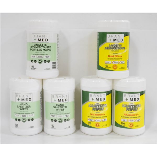 6 BOTTLES OF 70 % ALCOHOL SANITIZER WIPES