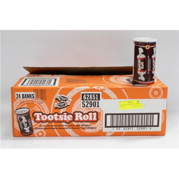 CASE OF 24 TOOTSIE ROLL’S IN COIN BANKS