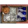 Image 1 : FLAT WITH 3 COBALT BLUE WILBERT GOBLETS,