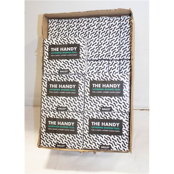 CASE OF 30 HANDY SHOWER SCRUBBERS
