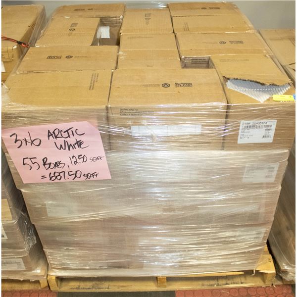 PALLET OF BACK SPLASH TILES ARCTIC WHITE 550 SQ FT