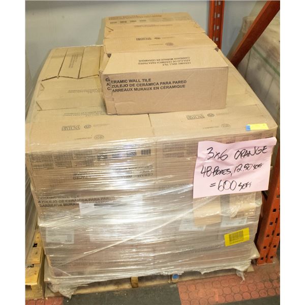 PALLET OF BACKSPLASH TILES - ORANGE - 600 SQ FEET