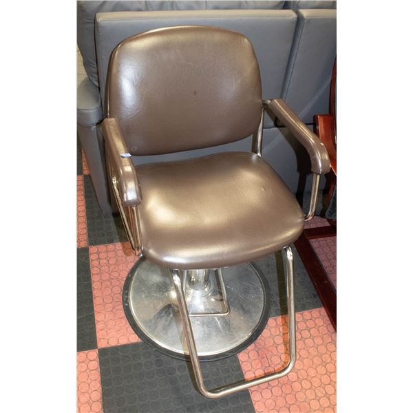 BROWN HYDRAULIC HAIR DRESSING CHAIR