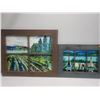 Image 3 : Decorative Wall Art Painted Metal in Wood "Window Frames" 24Wx20H 19.5Wx14.5H
