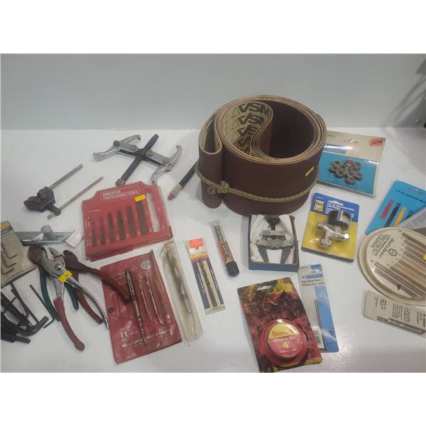 Assorted Garage Essentials Roll of Sandpaper New Job Saw Blades Allen Wrenches & More