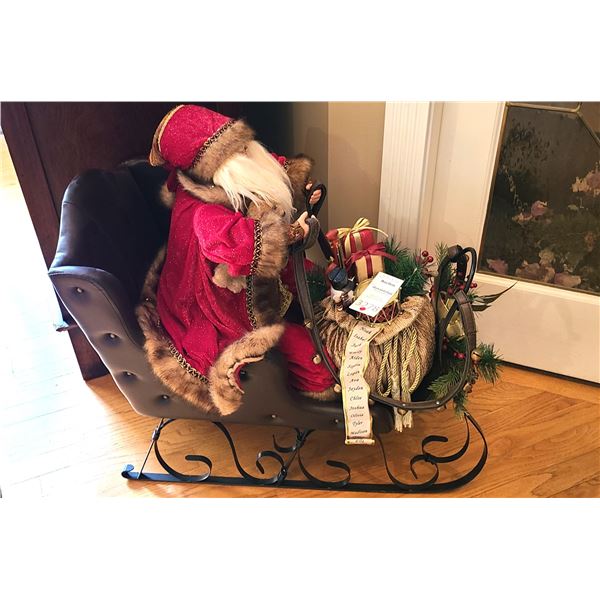 Christmas Sleigh and Santa Decor A