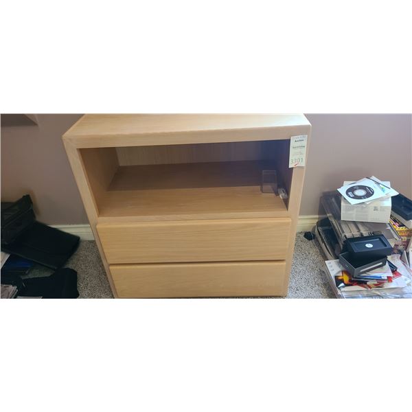 Wood Side Table with Drawers C