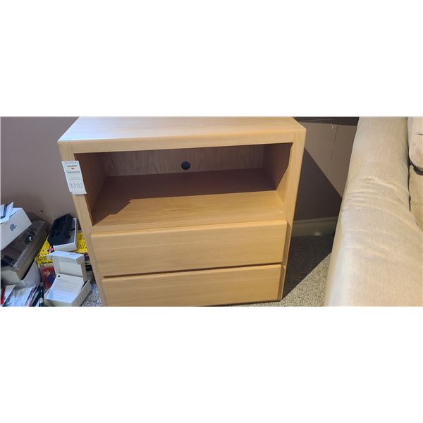 Wood Side Table with Drawers C
