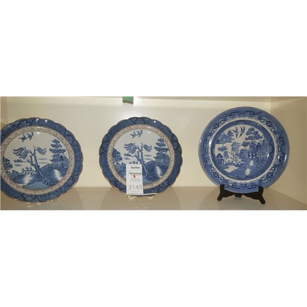 Blue Willow & Staffordshire Plates A