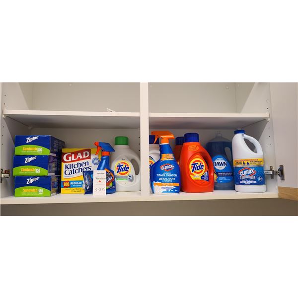 Cleaning items, ziplock bags A