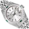 Rolex Ladies Stainless Steel Silver Index Diamond And Emerald Date Watch