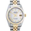 Rolex Mens Two Tone Yellow Gold And Stainless Steel White Roman Datejust Wristwa