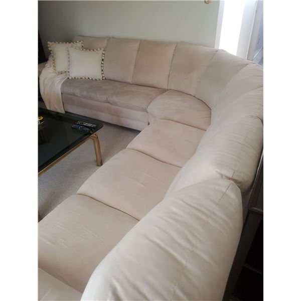 White Suede Sectional Couch 7 Seater 114L x 33H x 114D