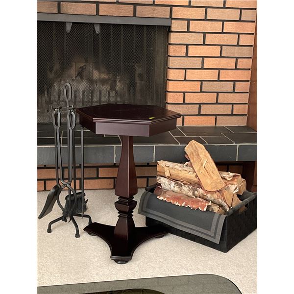 Octagonal Wood Accent Table w/ Fire Place Accessories 16 x 16 x24