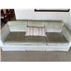 Image 1 : Vintage Mint Green Velvet 3 Seat Sofa w/ Decorative Pillow