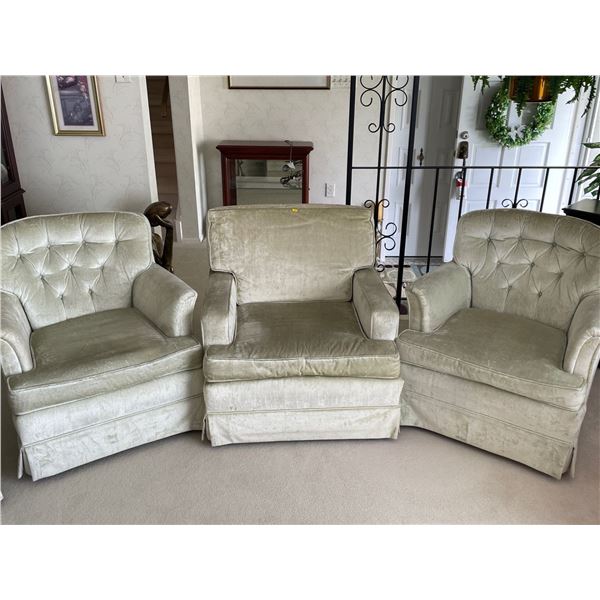 3 Velvet Mint Green Accent Chairs 31 x 32 x 33