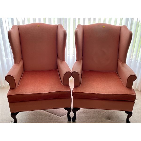 Pair of Vogul Custom Crafted Accent Chairs 27 x 29 x 32 Coral