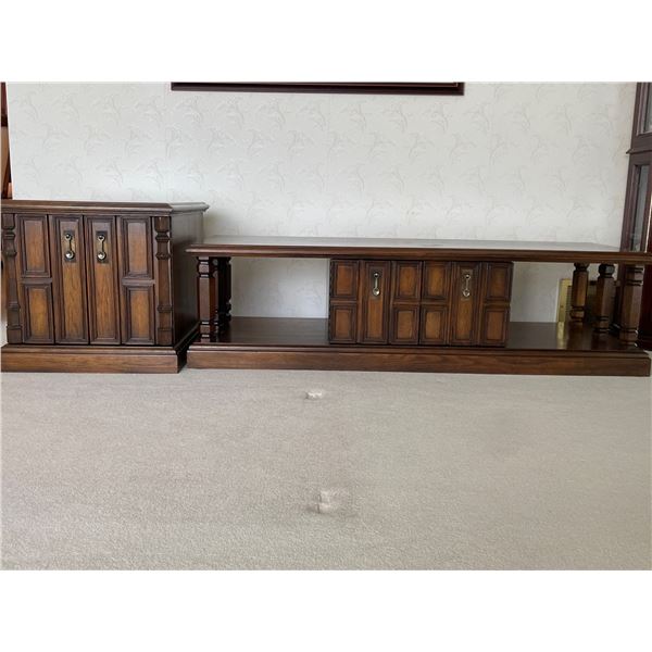 Oak Coffee Table 59 x 21 x 16 w/ Matching End Table 21 x 26 x 21