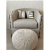 Image 1 : Modern Designer Beige Fabric Accent Chair w/ Decorative Pillow & Pouf Foot Rest