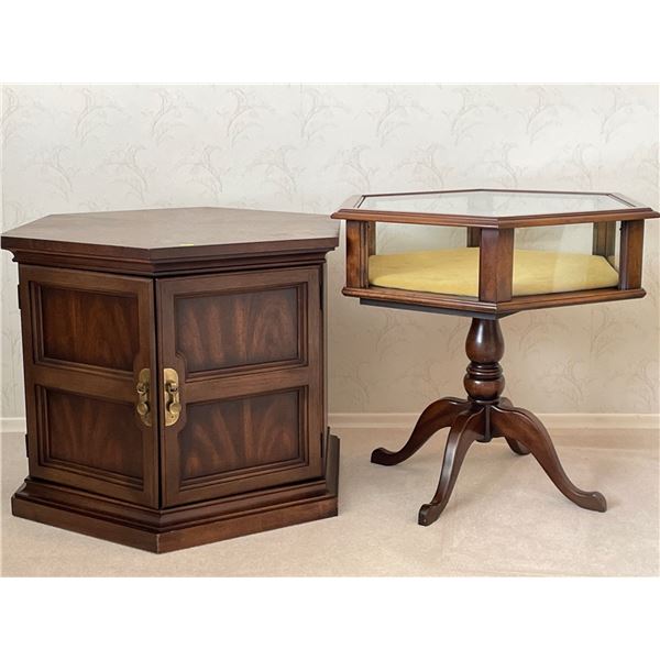 Antique Octagonal Mahogany Accent Collectible Display Tables 27 x 27 x 22 & 23 x 23 x 25